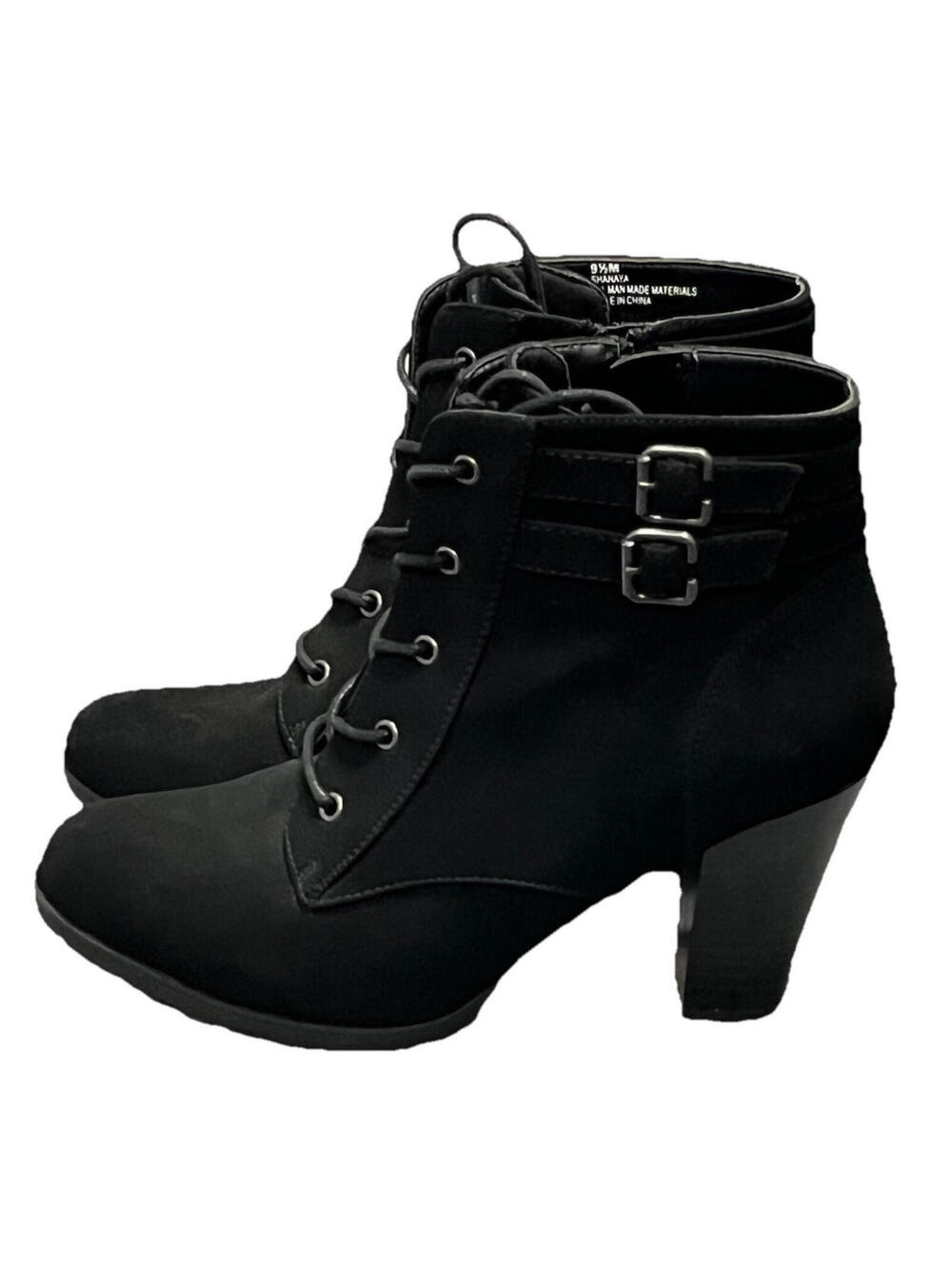 Rialto Ankle Boots Block Heel Black 2” Heel Side Size 9.5